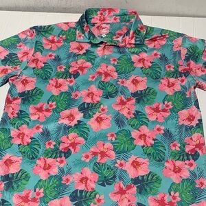 Proud 90 Golf Tropical Hibiscus Floral Men's Shirt 2XL